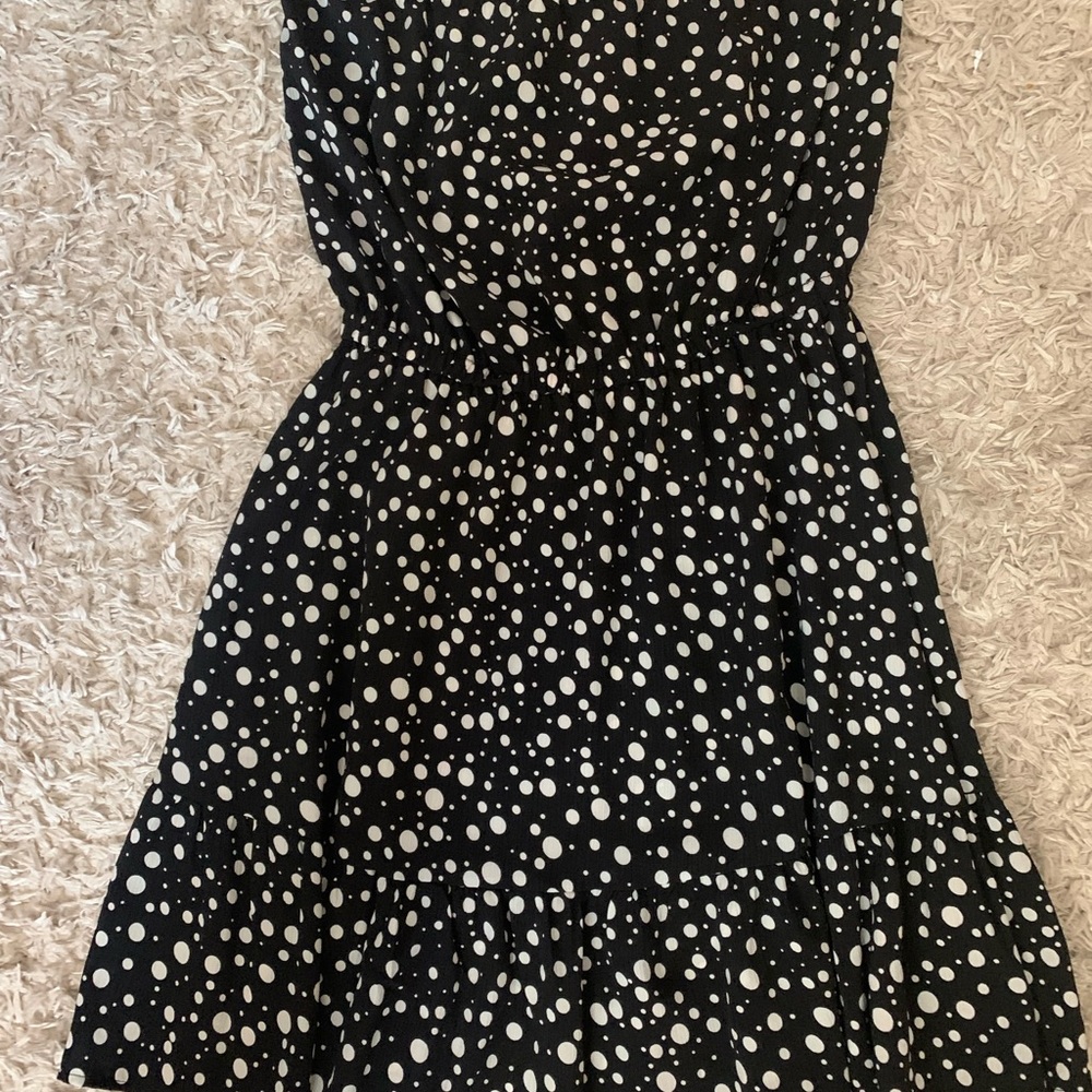 Polka dot strapless dress
